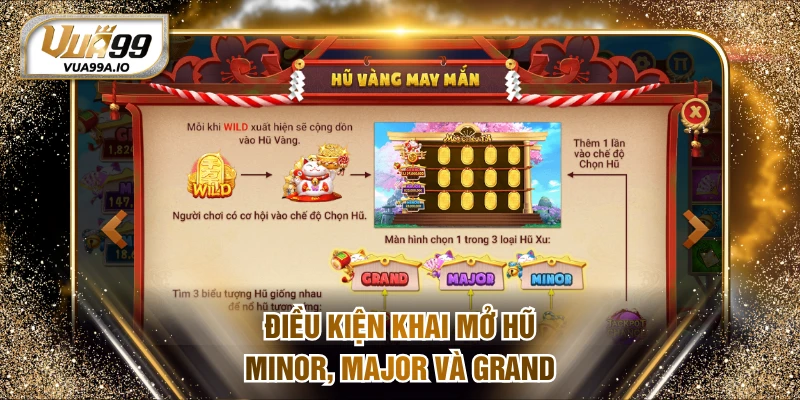 Điều kiện khai mở hũ Minor, Major và Grand